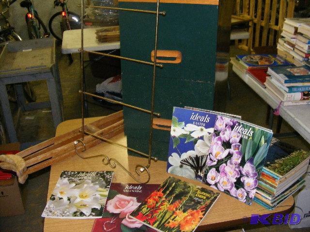 file cabinet, towel rack, crutches, magazines