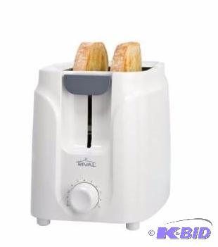 lot 15 image: Rival 2-Slice Toaster, White.  New in Box.  Tested.  Works