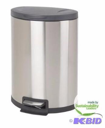 lot 27 image: Better Homes and Gardens 11.9-Gallon Semi Round Trash Can.Small Dents.  New. Does not affect.