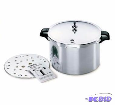 lot 3 image: Presto 16-Quart Aluminum Pressure Canner.  Box Damaged.  Cooker is just fine.