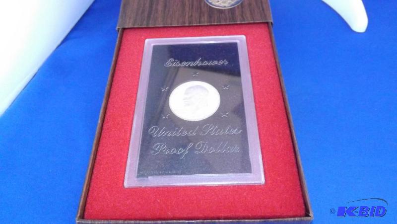 lot 242 image: 1972 S Eisenhower Proof Dollar with Brown Box...