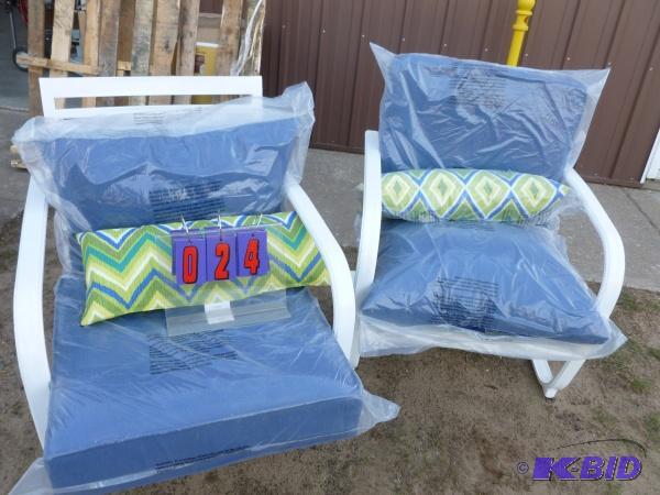 2 Outdoor rocking patio chairs with cushions ...