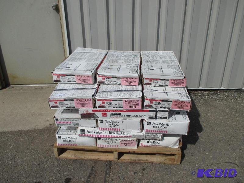 lot 129 image: 23 boxes of Owens corning ridge cap...