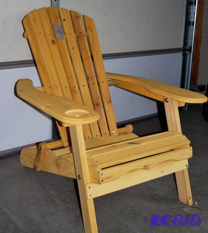lot 16 image: Adirondack Chair, hand stained, sloping seat,...