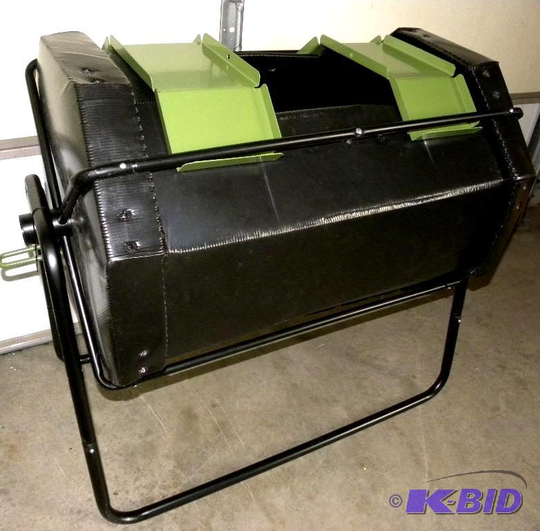lot 77 image: Compost Tumbler, heavy duty steel frame, blac...