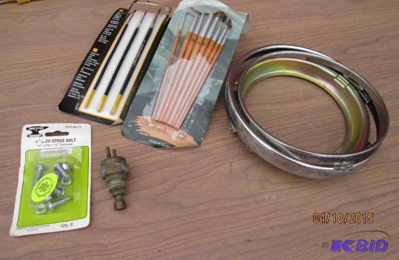 lot 53 image: lot of paintbrushes, 14 -20 stove bolts, met...