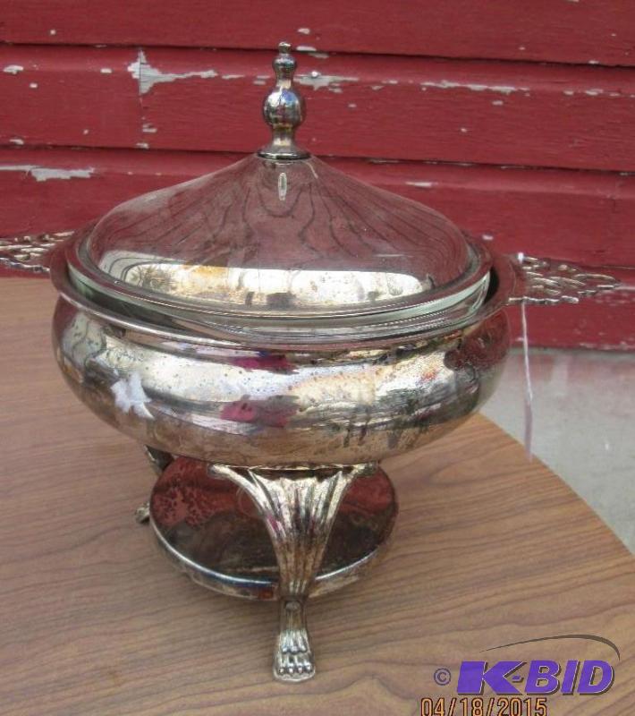 lot 58 image: vintage pot with lid, metallic colored...