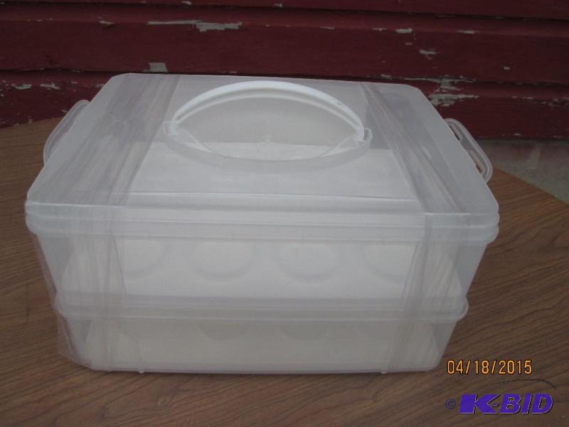 lot 61 image: lot of stacking cupcake storage containers, o...