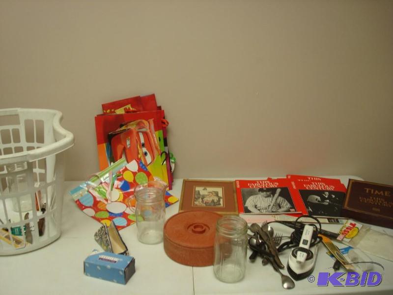 lot 105 image: Lot Of Items In Basket, Jars, Silverware, Tim...
