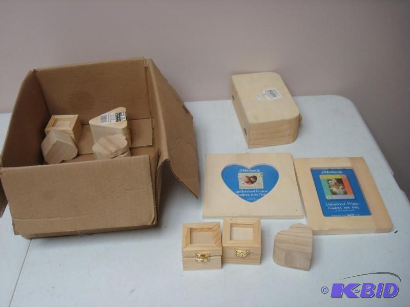 lot 139 image: Lot Of Unfinished Wood Craft Items...