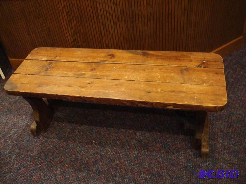 lot 23 image: Solid Wood Bench, Used, Shows Wear...