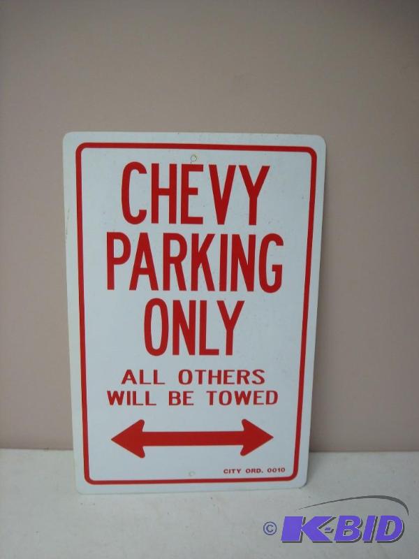 lot 53 image: Plastic Chevy Parking Only Sign...