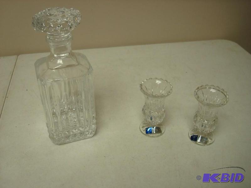 lot 98 image: Glass Decanter And Two Small Crystal Glasses...