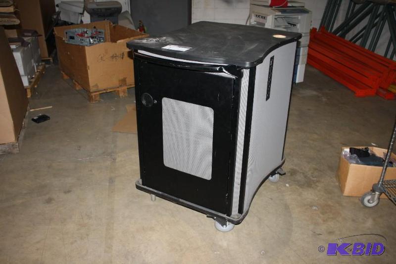 lot 1 image: Laptop Cart 40 x 30 x 44 Master Breaker Power Strip Wheels Divided Drawer Includes Keys.