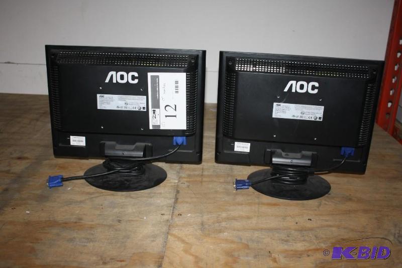 lot 12 image: Lot of (2) ADC Computer Monitors 17 Black wCord.