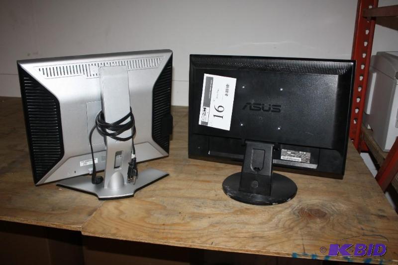 lot 16 image: Lot of (2) Asus & Dell Computer Monitors 19 Black wCord.
