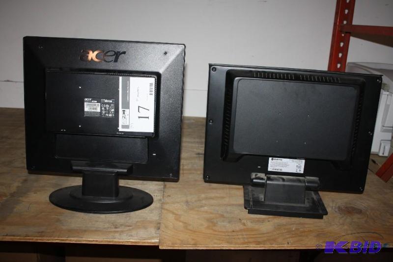 lot 17 image: Lot of (2) Acer & Soyo Computer Monitors 19 Black wCord.
