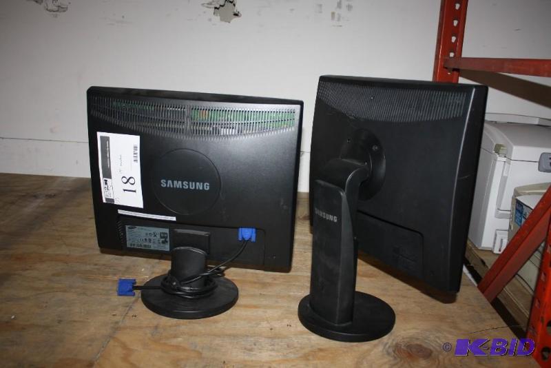 lot 18 image: Lot of (2) Samsung Computer Monitors 19 Black wCord.
