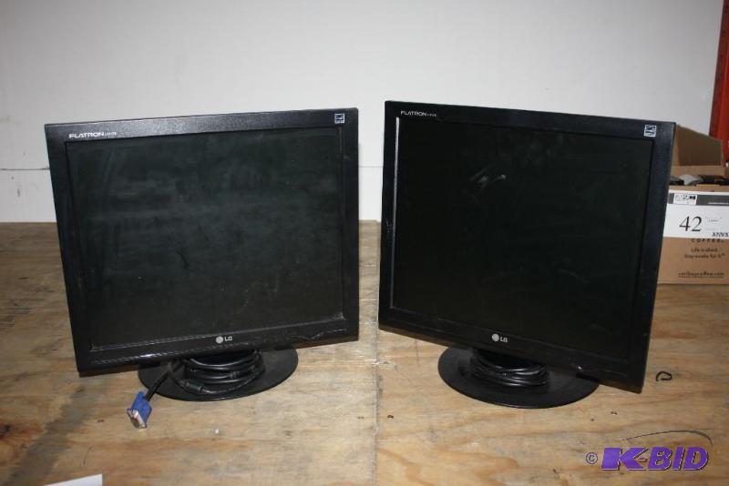 lot 22 image: Lot of (2) LG Computer Monitors 17 Black wCord.