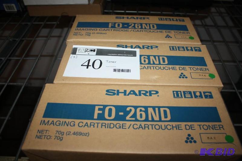 lot 40 image: Lot of (3) Sharp F0-26ND Imaging Toner Cartridge.