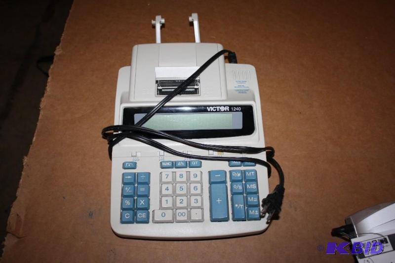 lot 44 image: Lot of (3) Electric Calculators wReceipt Printers Canon, Sharp, Victor Brands.