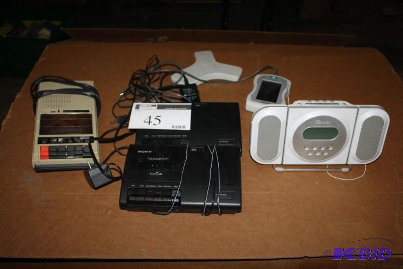 lot 45 image: Lot of (5) Including Memorex CD Clock Radio Sherlock II Bard Califone Cassette Recorder And More
