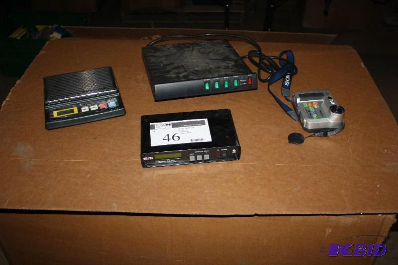 lot 46 image: Lot of (4) Including Surge Protector Scale TV One Converter Sony FD Mavica Camcorder.