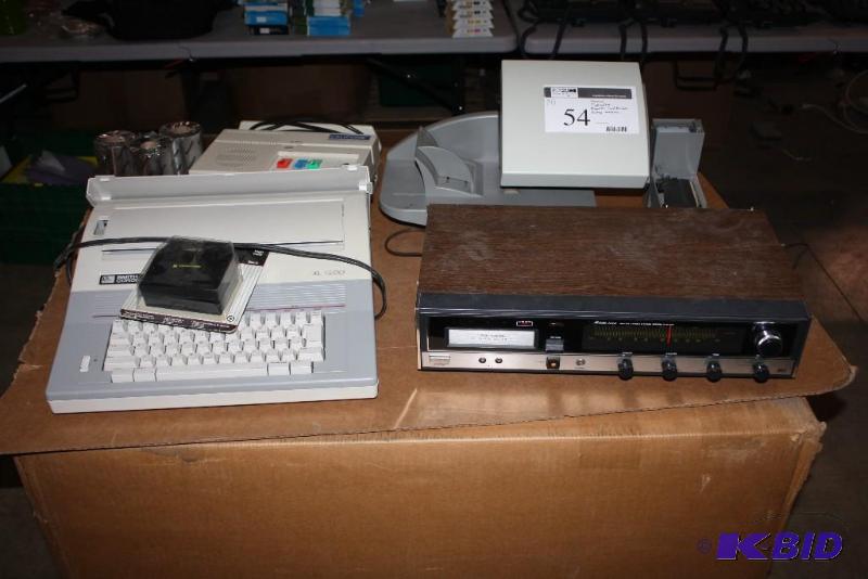 lot 54 image: Lot of (4) Including Stereo Typewriter Magnetic Card Reader Postage Machine.