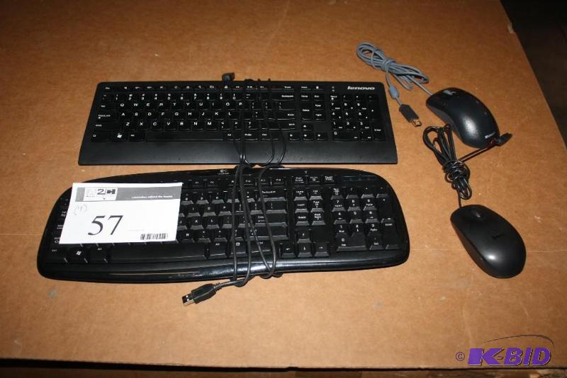 lot 57 image: Lot of (4) Computer Keyboards, Lenovo, app. 2 ct Computer Mouses, app. 2 ct.