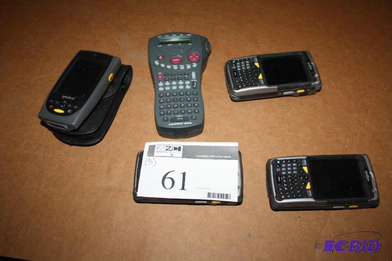 lot 61 image: Lot of (5) Including Symbol Label Point 200 Scanner Scanner Guns, Model 7505, app. 3 ct Symbol