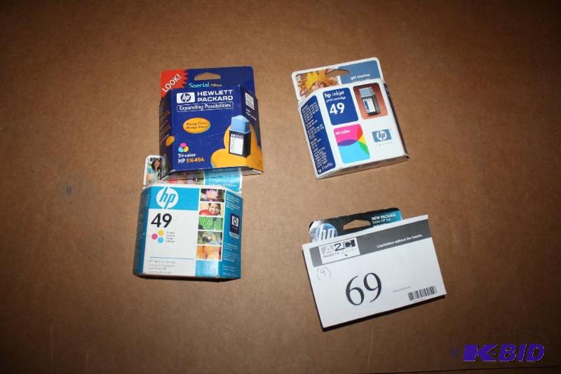 lot 69 image: Lot of (4) Including Hp Inkjet Cartridges Type 49.