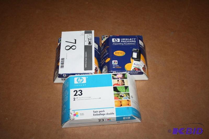 lot 78 image: Lot of (3) HP Inkjet Cartridges Type 23.