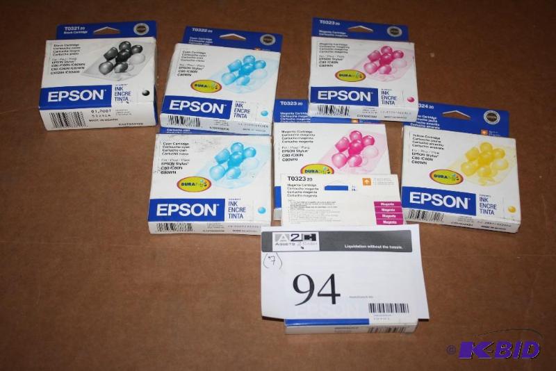 lot 94 image: Lot of (7) Epson Print Cartridge, T0322, T0321 Types.