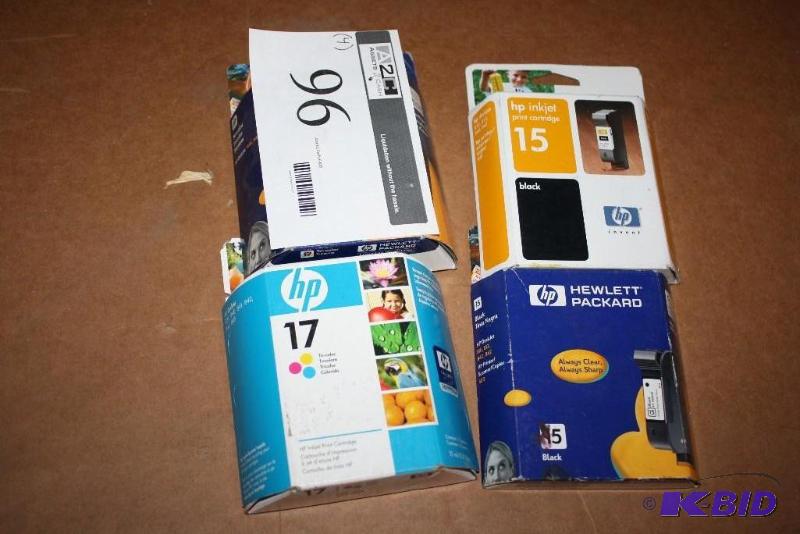 lot 96 image: Lot of (4) HP Inkjet Print Cartridges, Type 15, Type 17.