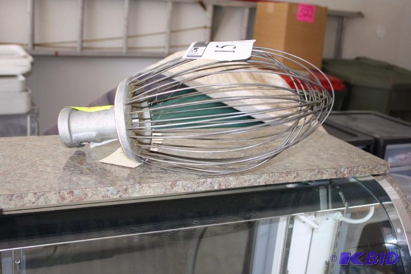 lot 15 image: Hobart 30 Qt. Wire Whip For Commercial Mixing Bowl Metal 16.