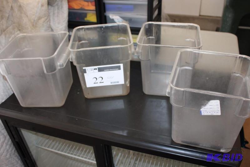 lot 22 image: Lot of (4) NSF Approved Storage Bins wQuantity Measurement 9 x 9 x 9.