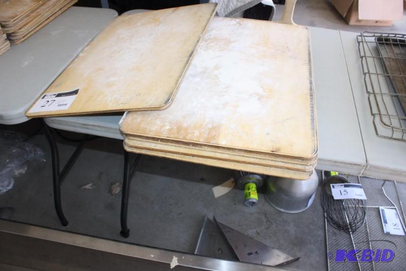 lot 27 image: Lot of (8) Wooden Bakery BoardsCutting Boards 26 x 18.