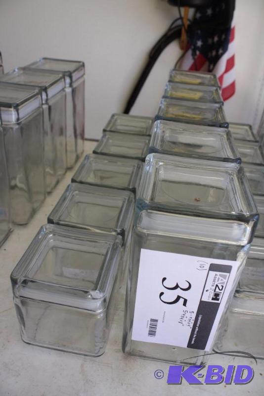 lot 35 image: Lot of (10) Glass Jars wSeal-Tite Lids 4 x 4 x 4, app. 5 ct 4 x 4 x 8, app. 5 ct.