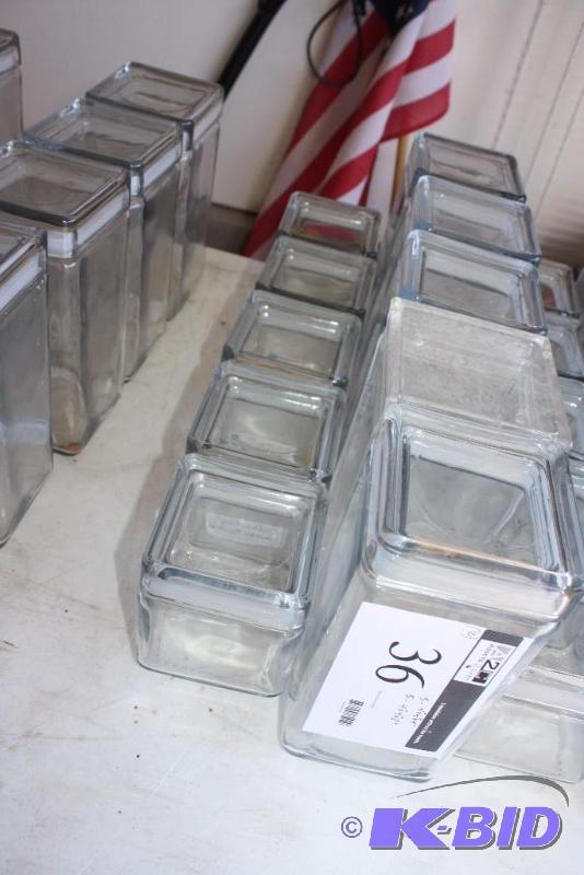 lot 36 image: Lot of (10) Glass Jars wSeal-Tite Lids 4 x 4 x 4, app. 5 ct 4 x 4 x 8, app. 5 ct.