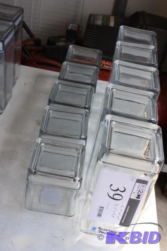 lot 39 image: Lot of (10) Glass Jars wSeal-Tite Lids 4 x 4 x 4, app. 5 ct 4 x 4 x 8, app. 5 ct.