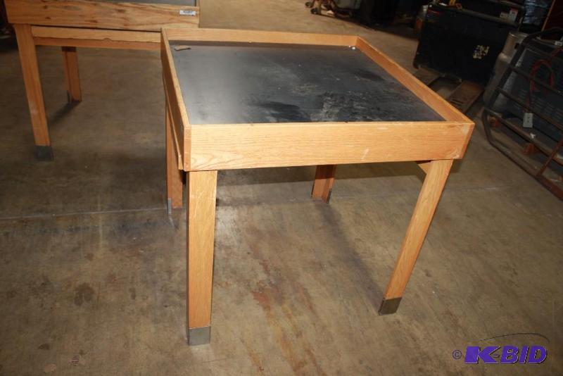 Lot of (2) Accent Produce Tables wSliding Drawer Wooden Construction wBlack Top 36 x 36 x 36.