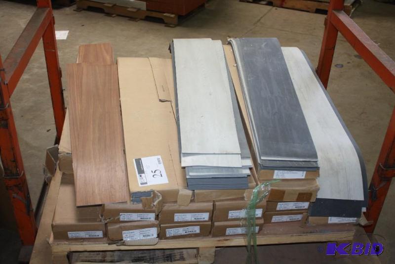 Pallet Lot of Vinyl Strips Including Teak-Green style Duchateau Vinyl Deluxe Arctic app. 16. boxe