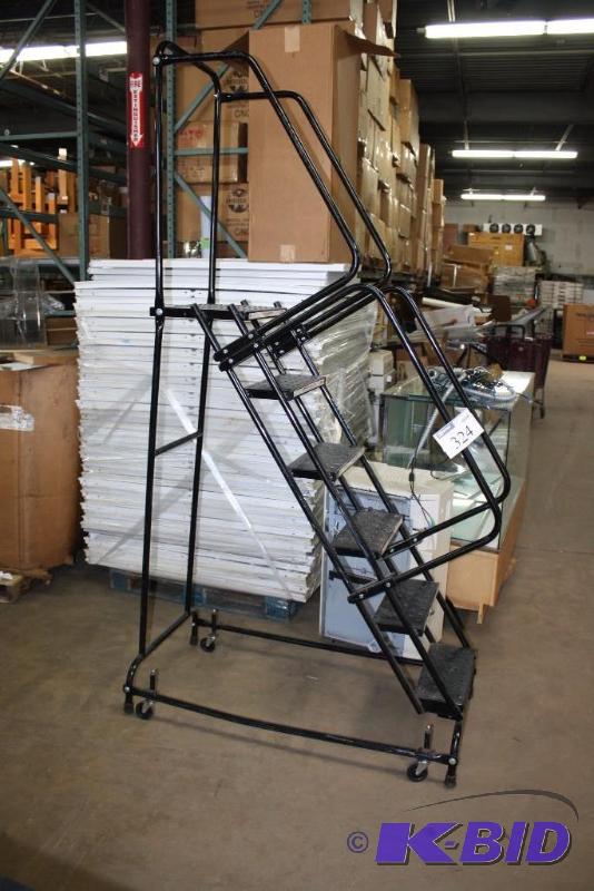 Ballymore 6-Step Ladder wWheels 450lbs. Capacity Black 25 x 51 x 94.