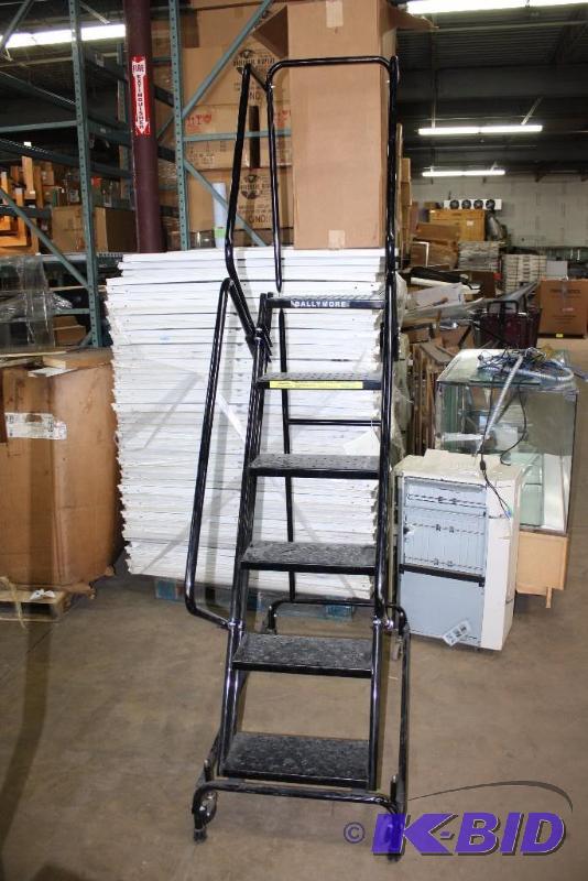 Ballymore 6-Step Ladder wWheels 450lbs. Capacity Black 25 x 51 x 94.
