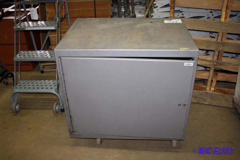 Locking Cabinet wKey Gray Wheels 35.5 x 27.5 x 34.