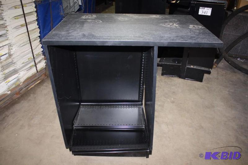 Office Desk wShelving Unit & Work Top Black Adjustable Shelving Chair Space 41 x 27 x 43.