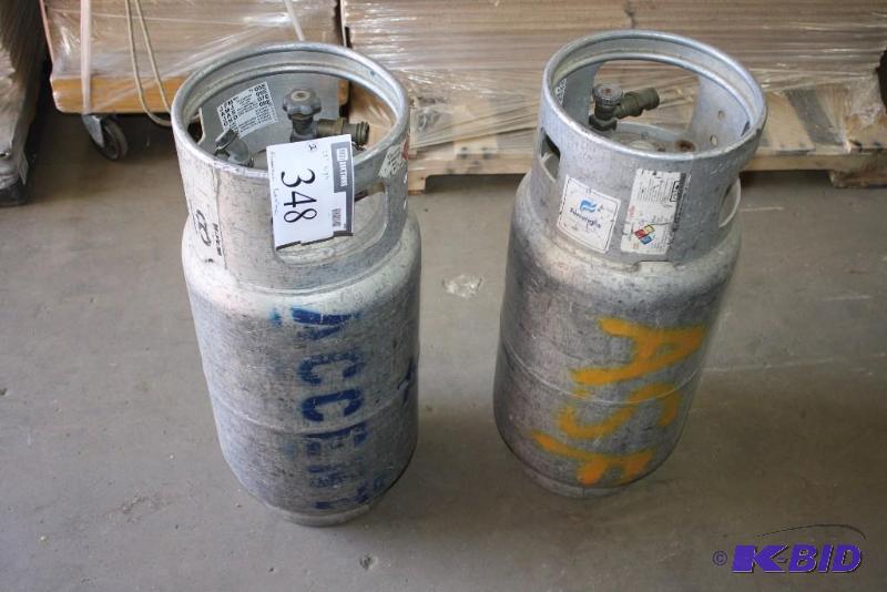 Lot of (2) Aluminum Propane Tanks 29 High.