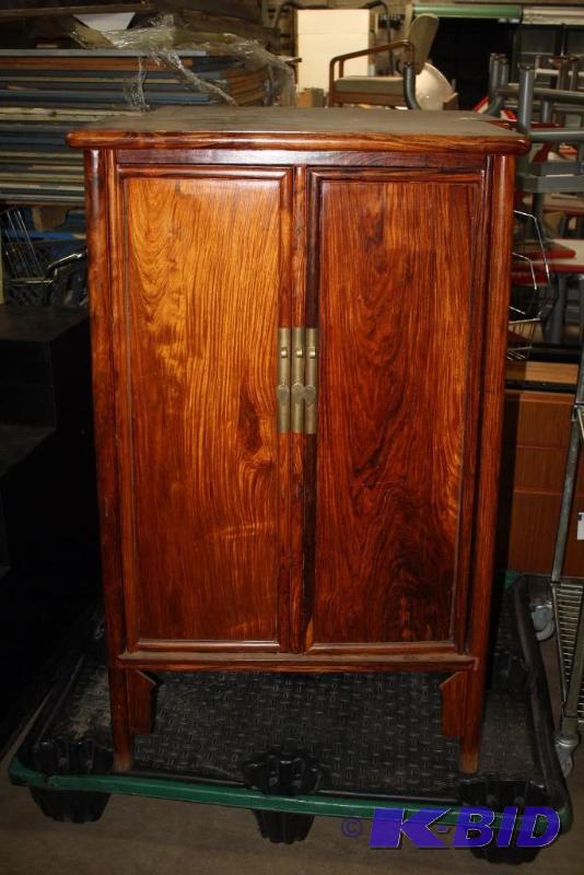 Stained Wooden Cabinet wDoors & Handles 2 Drawers Shelves 31 x 16 x 52.