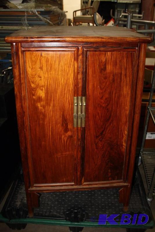Stained Wooden Cabinet wDoors & Handles 2 Drawers Shelves 31 x 16 x 52.