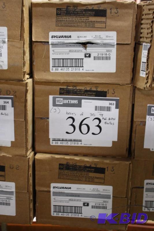 Box Lot of (3) Sylvania Fluorescent Light Bulbs Octron Eco Medium BiPin 3000K 30Box T8.